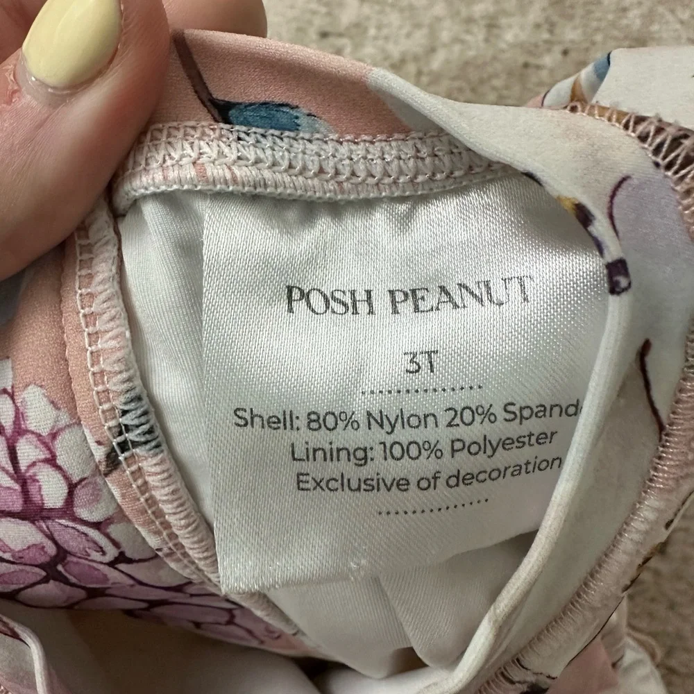 Posh Peanut Floral One Piece Rash Guard Swimsuit Size 3T